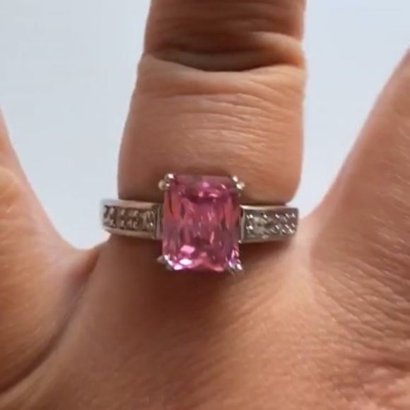 New Great Value💯 2 ct Pink Topaz Diamond 14k White Gold Ring - Picture 2 of 4